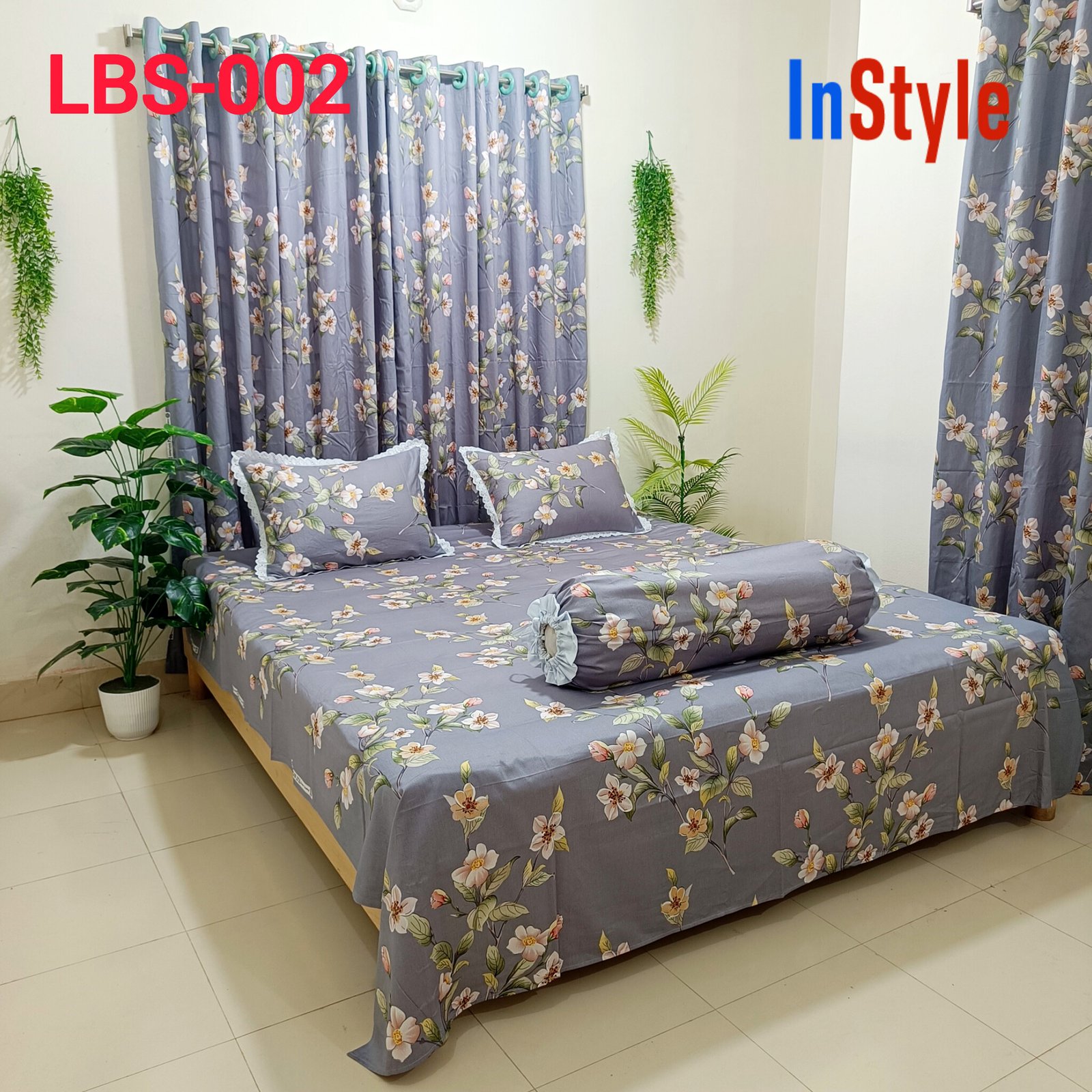 Gray Motif Soft Premium Bedding Set with Stylish Pillow Covers